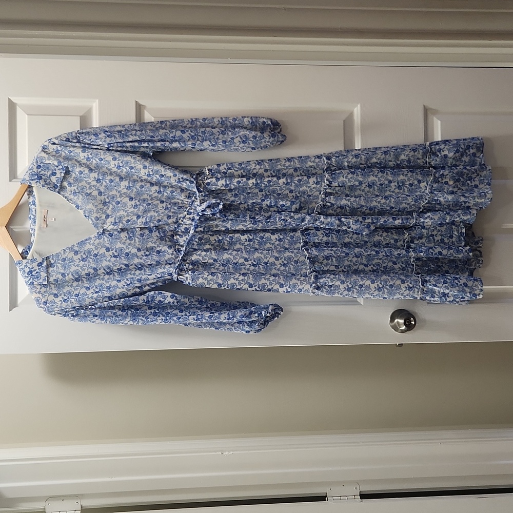 Francesca's blue and white midi dress